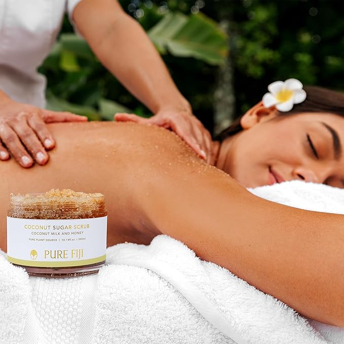 Pure Fiji Coconut Sugar Body Scrub, Coconut Milk & Honey (10.14 Oz /300ml) - Bloomnest