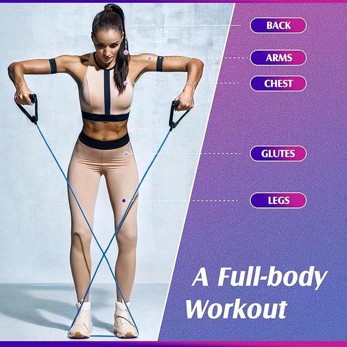 Shappy 10 Pcs Resistance Bands with Handles Exercise Stretch Bands for Exercise Woman Man Training Physical Therapy Workouts Fitness - Bloomnest