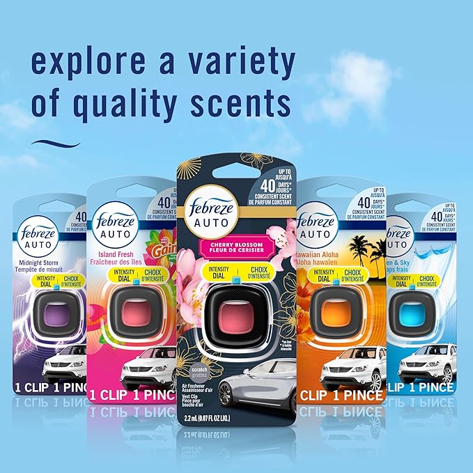 Unstopables Car Odor-Fighting Car Freshener Vent Clip Fresh Scent, .07 oz. Car Vent Clip, Pack of 4 - Bloomnest