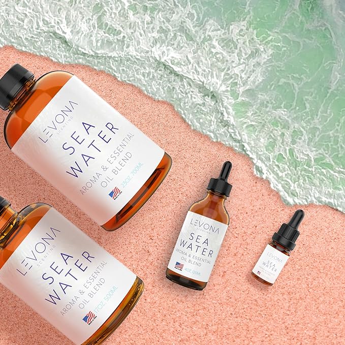Levona Scent Essential Oil - Fresh Aroma for Home, Office, Hotel & Spa, Perfect in Humidifiers and Diffusers, Luxury Fragrance, with Aqua Marine, Lemon, & Bergamot Notes - 700ml/ 23 fl oz, Sea Water - Bloomnest
