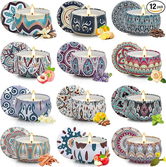 Candles Gifts for Women, 12 Pack Candles for Home Scented, 30 Oz Soy Wax Candle Gifts Sets, 240H Burning Candle for Scented, Ideal for Birthday, Valentine's Day, Mother's Day - Bloomnest