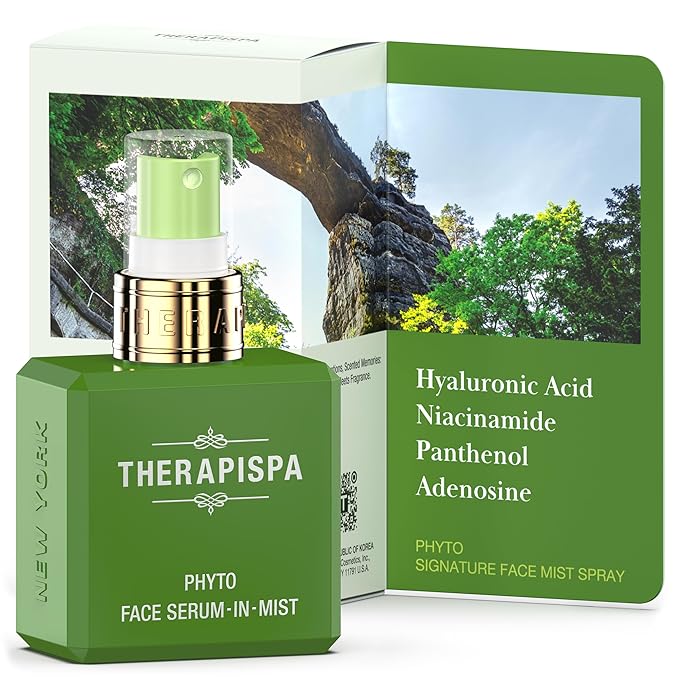 THERAPISPA Face Serum-In-Mist – Refreshing Face Mist & Spray Serum with Niacinamide, Panthenol & Hyaluronic Acid for Hydration, Balance & Skin Vitality (Phyto, 2.0 fl oz) - Bloomnest