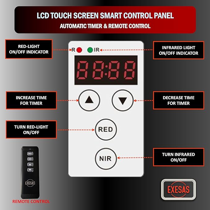 Red Light Therapy Device for Full Body, 630nm, 660nm, 810nm & 850nm, Near Infrared Dual-Chip Clinical Grade LED Panel for Smooth Skin, Weight & Pain Management and Overall Wellness (3000-Watt 600-LED) EXESAS