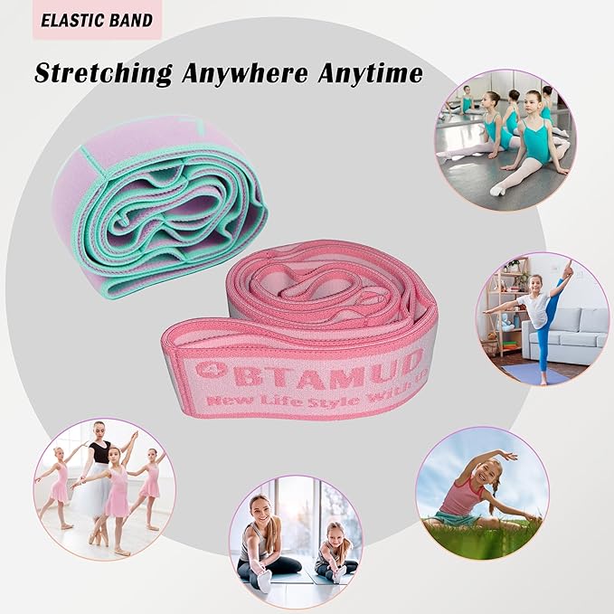 2 PCS Stretch Strap for Kids Dance Elastic Band for Children Gymnastics Stretching Strap Kids Stretching Bands Multi-Loop Adjustable Exercise Bands Stretching Resistance Ballet Bands -8 Loops - Bloomnest