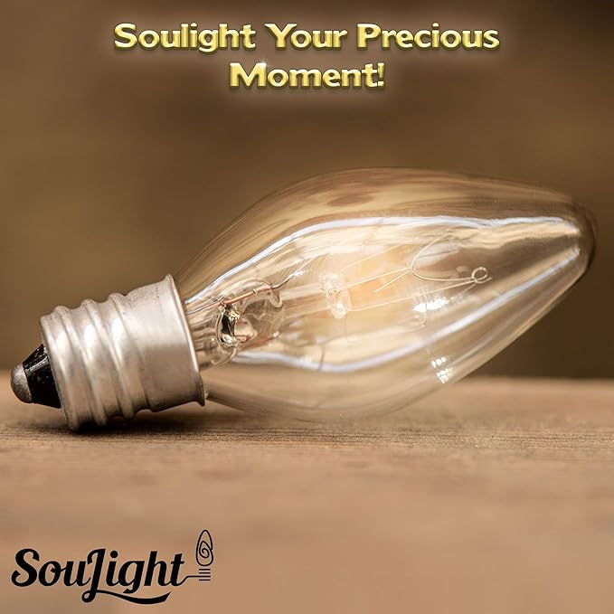 Salt Lamp Light Bulb - 15 Watt Replacement Bulbs for Himalayan Salt Lamps & Baskets, Chandeliers, Candle & Wax Warmers, Night Light Bulbs. E12 Socket, C7, Warm White – 12 Pack - Bloomnest
