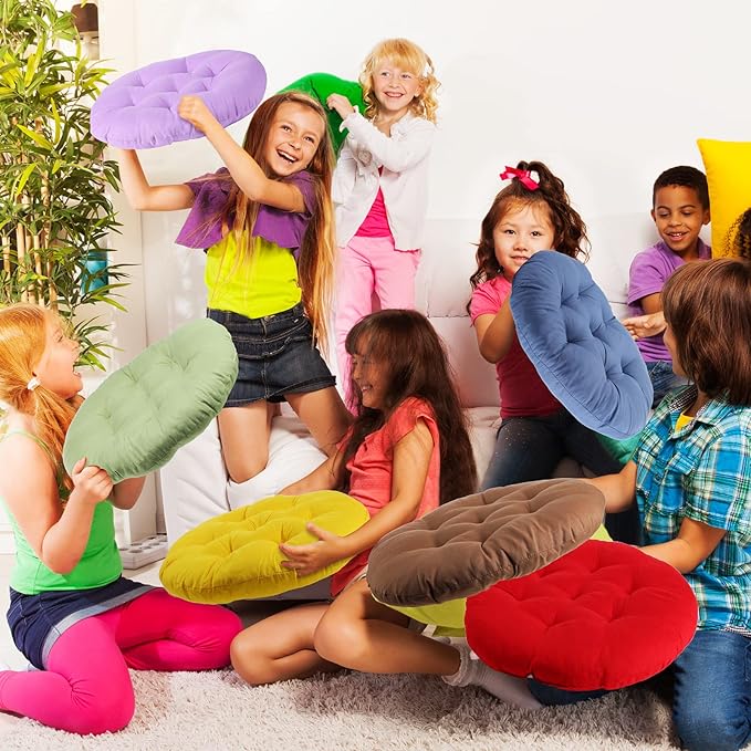 Fumete 12 Pcs Floor Pillows Cushions Seating 16 x 16 Inches Color Round Seat Reading Floor Chair Cushions for Kids Adults Classroom Home School Playing Supplies(Colorful) - Bloomnest