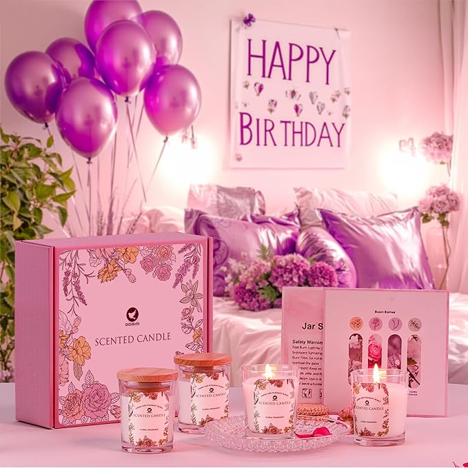 Scented Candles Set 4pcs- Rose, Lavender, Vanilla, Jasmine Fragrance, Suitable for Women, Birthday, Bath Yoga, Wedding - Bloomnest