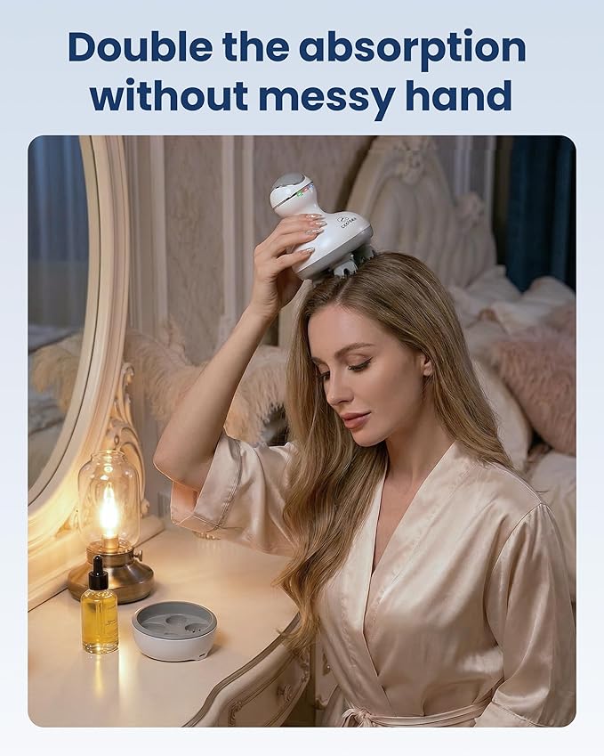 COMFIER Electric Cordless Hair Scalp Massager with Kneading 84 Massage Nodes, Handheld Portable Head Scratcher Massager for Hair Growth, Deep Clean and Stress Relax, Gifts for Men Dad COMFIER