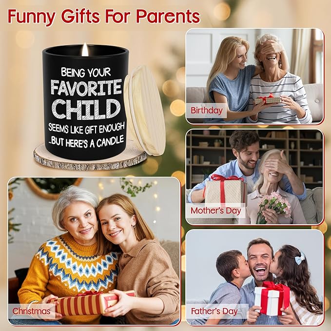 TEEZWONDER Birthday Gifts for Mom - Favorite Child Scented Candle Vanilla Lavender 10 oz - Mom Dad Birthday Gifts from Daughter Son, Grandma Grandpa Gift Ideas, Candle for Parents