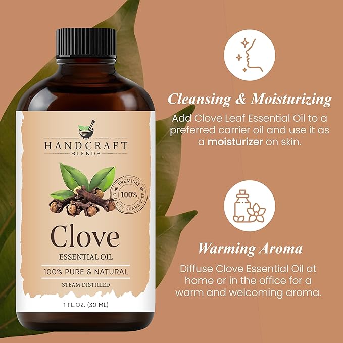 Handcraft Blends Clove Essential Oil – 1 Fl Oz – 100% Pure and Natural – Premium Grade Essential Oil for Diffuser and Aromatherapy, Skin, Massage, Candle and Soap Making Fragrance - Bloomnest