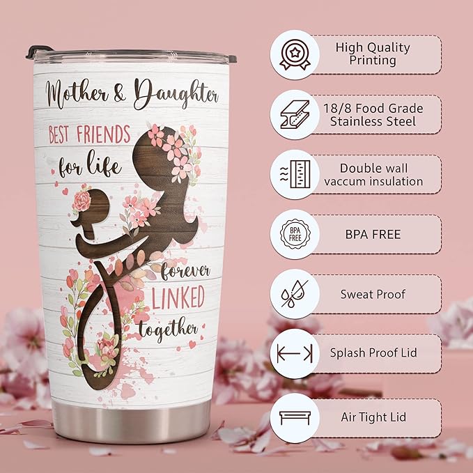 Macorner Mothers Day, Birthday Gifts for Mom Nana From Daughter - Gifts For Grandma - Stainless Steel Tumbler 20oz - Bloomnest