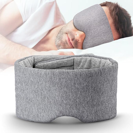 Cotton Sleep Eye Mask for Men Women, 100% Blocking Light Sleeping Mask for Side Sleeper, Soft Zero Pressure Cooling Blackout Eye Masks for Sleep, Eye Covers for Sleeping fits All Heads Adjustable - Bloomnest