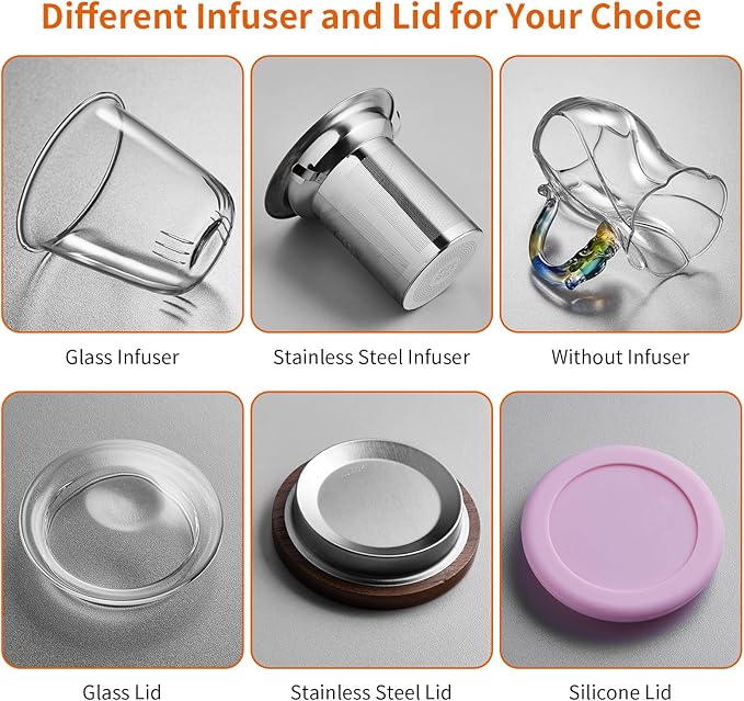 OEM Custom Personalized Gifts Glass Tea Cup with Infuser and Lid,Customized Large Borosilicate Teacup, Clear Mug for Loose Leaf Blooming Tea Maker Gift for Friend, Family - Bloomnest