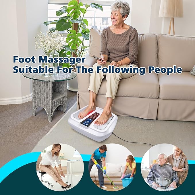 EMS & TENS Foot Massager for Neuropathy Relief, Electric Muscle Stimulator with Heat, Improves Circulation, Relieves Plantar Fasciitis, Swelling & Leg Cramps