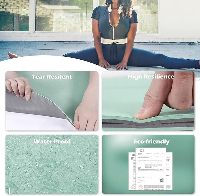 UMINEUX Yoga Mat Extra Thick 1/3'' & 2/5" Non Slip Yoga Mats for Women Eco Friendly TPE Fitness Exercise Mat with Carrying Sling & Storage Bag - Bloomnest