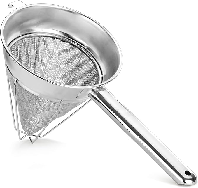 New Star Foodservice 38071 Stainless Steel Reinforced Bouillon Strainer, 8-Inch - Bloomnest