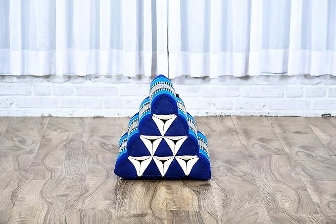 Leewadee Triangle Cushion – Comfortable Backrest for TV or Reading, Incline Pillow for Relaxing Made of Kapok, 20 x 13 x 13 inches, Blue - Bloomnest