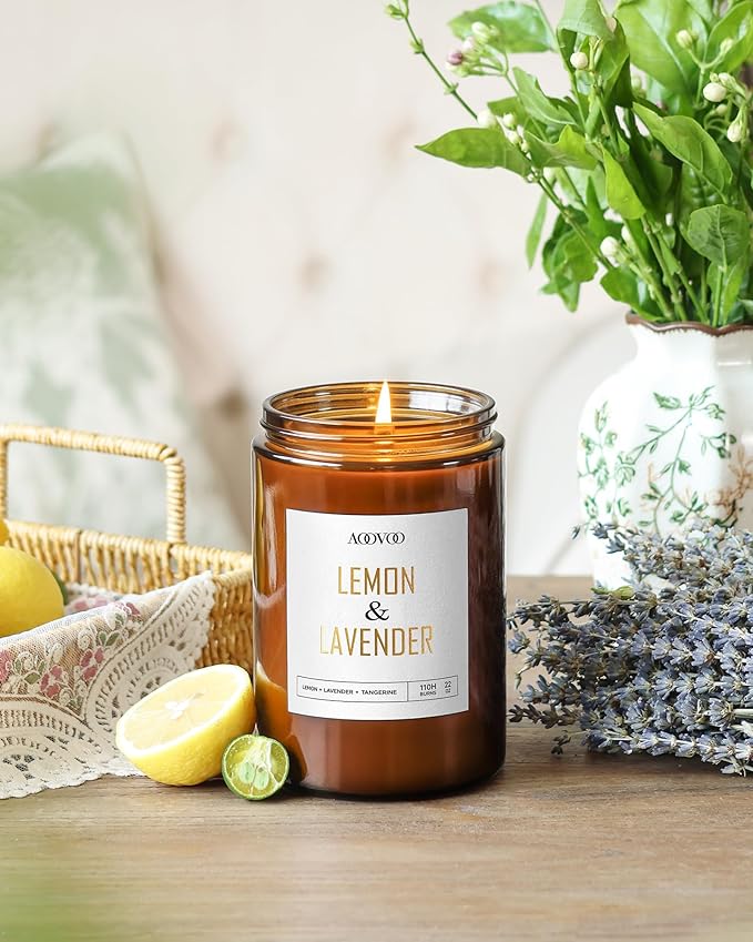 AOOVOO Lemon Lavender Scented Candle - Lavender Candle, Scented Candles, Soy Candles for Home 22 oz - Bloomnest