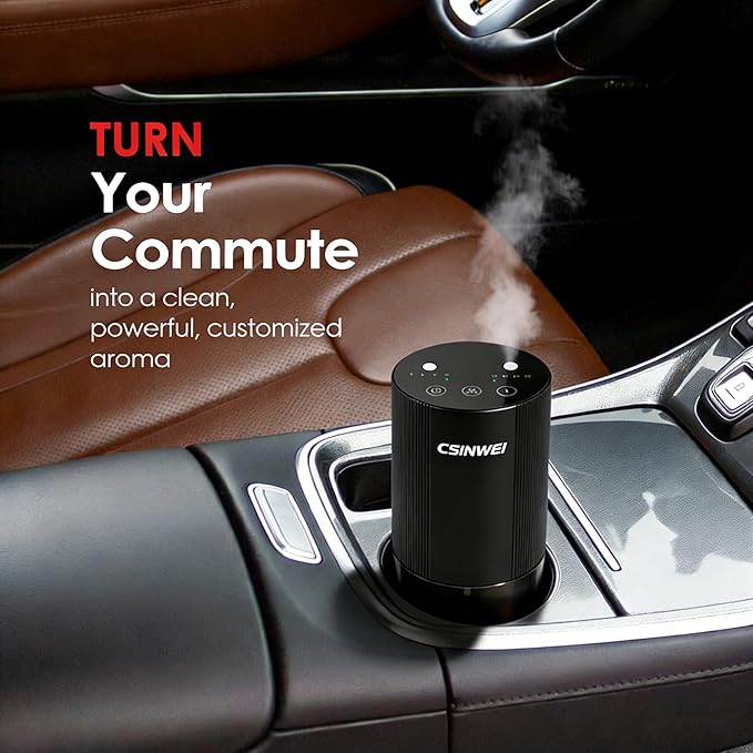 Dual Nozzle Waterless Essential Oil Diffuser for Home Large Room, Car, Office, Portable Battery Operated Aromatherapy Scent Diffusers, Mini Cordless Air Freshener, 5 Timers & 4 Mist Levels - Bloomnest