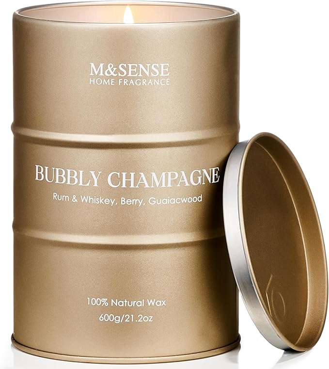 M&SENSE Bubbly Champagne Large Candles for Home Scented, Candles Gifts for Women & Men, Natural Soy Candles, House Warming Gifts New Home, 120 Hours Long Burning, 21.2 oz - Bloomnest