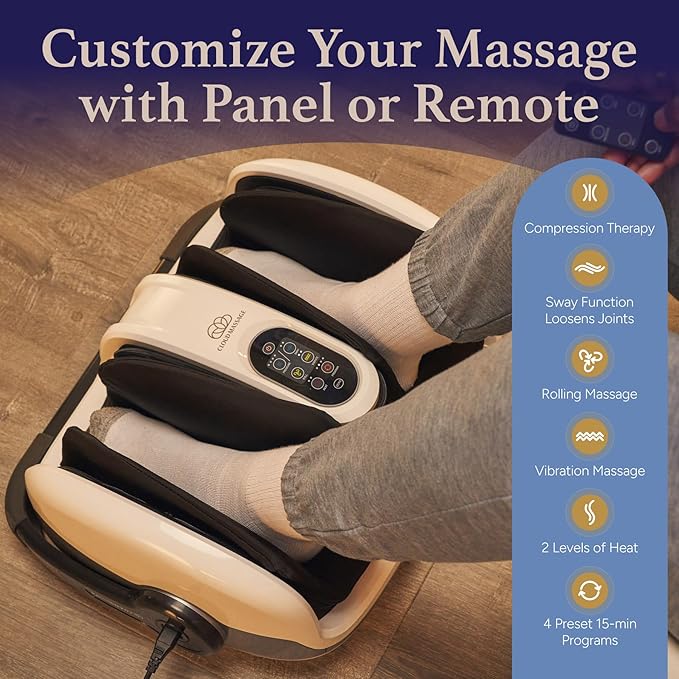 Cloud Massage Shiatsu Foot Massager with Heat – Deep Kneading for Pain Relief – Perfect for Father’s Day, Circulation & Relaxation – Ideal for Plantar Fasciitis, Neuropathy & Arthritis - Bloomnest