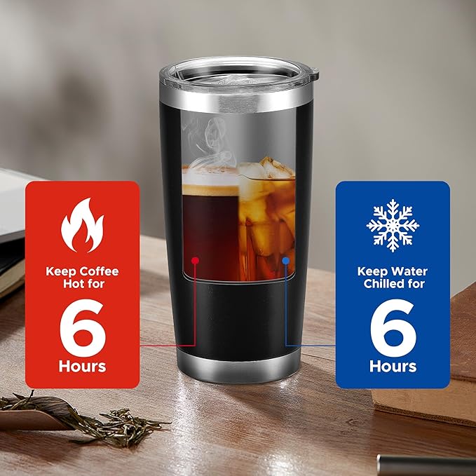 OMTech 20oz Tumblers Bulk, 12pc Stainless Steel Tumbler Set with Lid & Straw, Double Wall Vacuum Insulated Mug for Laser Engraver, Travel Coffee Mug for Hot & Cold Drinks, Black Powder Coated Cup - Bloomnest