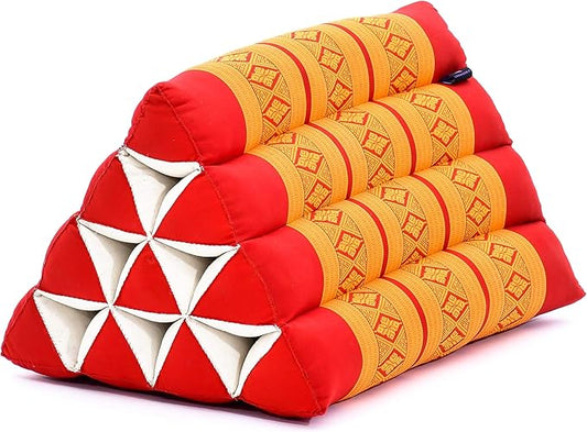 Leewadee Triangle Cushion – Comfortable Backrest for TV or Reading, Incline Pillow for Relaxing Made of Kapok, 20 x 13 x 13 inches, Orange Red - Bloomnest