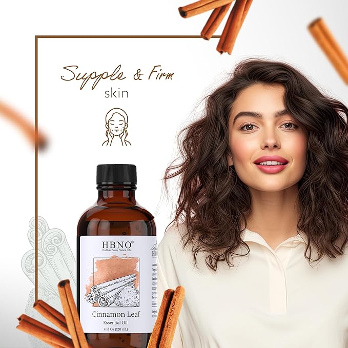 HBNO California Bottled Cinnamon Essential Oil (Leaf) 4 fl oz (120ml) - Natural Cinnamon Essential Oil for Diffuser - Perfect for Cleaning, Aromatherapy, DIY, Soap & Diffuser - - Bloomnest