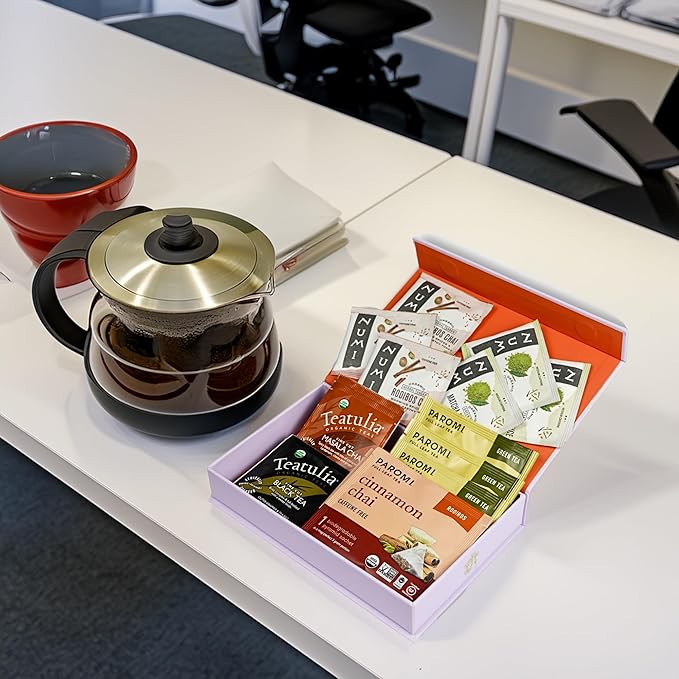 Tea Sampler Gift Set - Productivity Pack - 18 Assorted Organic Tea Bags - Supports Focus, Energy, Concentration, and Overall Wellness - Black, Chai, Matcha, Green, and More - Best Holiday Gifts 2024 - Bloomnest