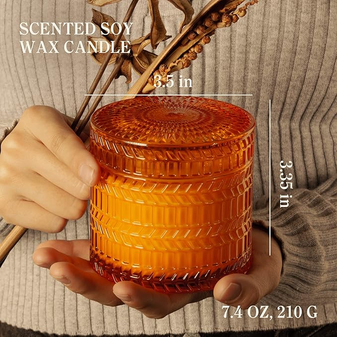 Hidden Label Zesty Bergamot Scented Candles for Home Scented, Candle Gifts for Women,Crackling Wood Wick Soy Candles, 7.4oz Glass Decorative Jar - Bloomnest