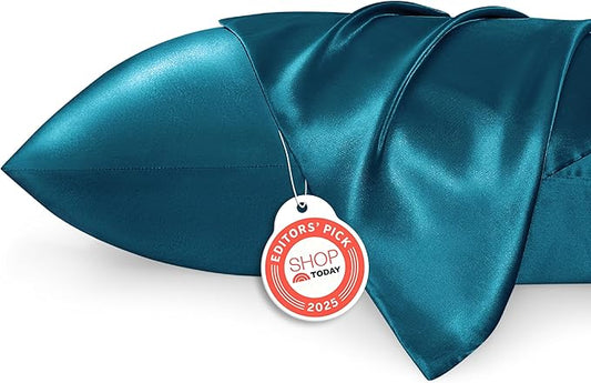 Bedsure Satin Pillowcase 2 Pack Similar to Silk Pillow Cases Standard Size, Pillow Case for Sleeping Women with Envelope Closure, Gifts for Women Men, Teal, 20x26 Inches, 2pcs - Bloomnest