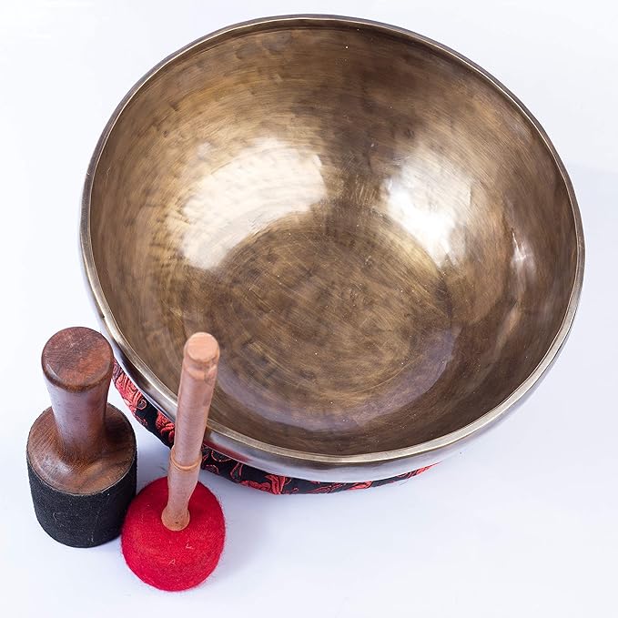 Himalayan Bazaar Large Tibetan Singing Bowl Set - 9" Master Healing Grade For Sound Bath Chakra 7 Metal Meditation Yoga For Home, Studios, and Wellness Use HimalayanBazaar