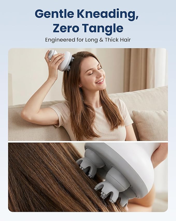 COMFIER Electric Cordless Hair Scalp Massager with Kneading 84 Massage Nodes, Handheld Portable Head Scratcher Massager for Hair Growth, Deep Clean and Stress Relax, Gifts for Men Dad COMFIER