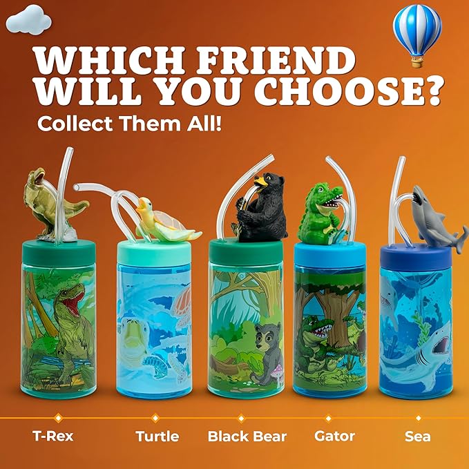 Kids Water Bottle, Toddler Cups, Tumbler with Lid and Straw, Travel Sippy Cup for Water or Milk, Kids Cups with Lids for Toddlers 3 and Up, BPA Free Plastic, 12 oz (Trend Zoo Hedgehog) - Bloomnest
