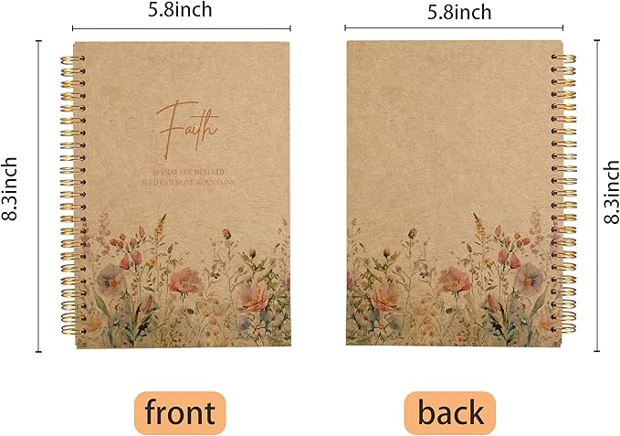Faith Can Move Mountains Christian Notebook Journal - Inspirational Christian Gifts for Women, Bible Journal Notebooks for Note Taking, Bible Journaling Notebook, Spiral Notebook 5.5x8.3 Kraft Paper - Bloomnest