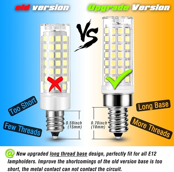 ALIDE E12 75 Watt Replacement LED Candelabra Bulbs C7,6000K Daylight Bright Cool White,800LM T6 7.5W LED E12 Chandelier Light Bulbs for Ceiling Fan Pendant Lighting,Non-dimmable,6 Pack - Bloomnest