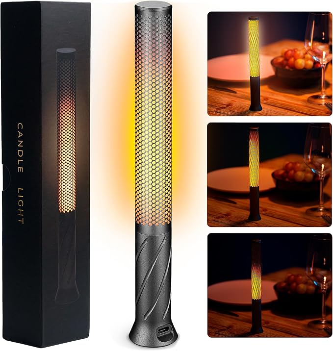 Cordless Table Lamp - Rechargeable LED Candle Light, Modern Bedside Lamp, Portable Battery Powered Desk Lamp, Rechargeable Table Lamp For Bedroom, Patio, Restaurant - Led Candles (2600mAh, Black) - Bloomnest