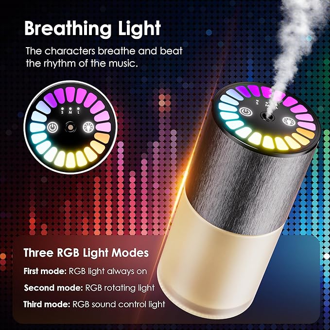 Car Air Freshener, Car Fresheners Long Lasting, Auto On/Off, 3 Adjustable Modes for Custom Scent Intensity, 150mL Large Capacity, Diffuser with RGB Music Syncing Light (Oceans) - Bloomnest