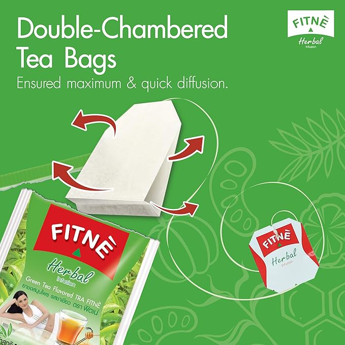 FITNE Green Tea Herbal Honey Lemon With Garcinia Senna Infusion Gentle Detox Cleanse High Antioxidant No Calories Stevia Sweetener, 60 Tea Bags - Bloomnest