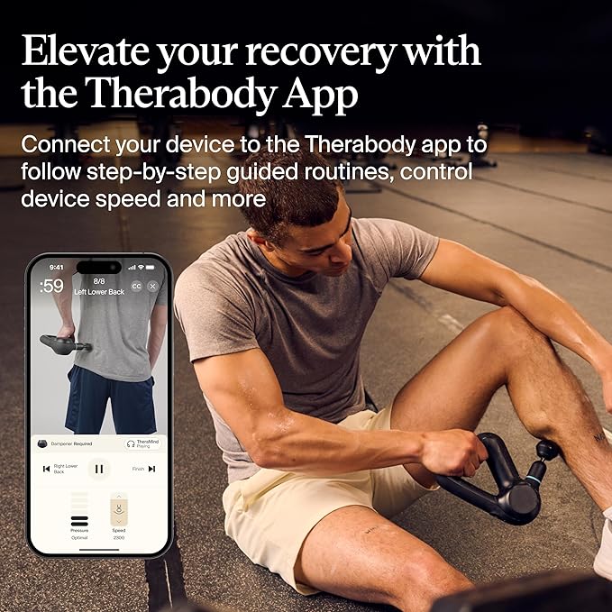 TheraGun Therabody Prime (5th Generation) - Deep Tissue Percussion Therapy Massage Gun - Bluetooth Enabled, Personal Massager for Pain Relief in Neck, Back, Leg, Shoulder and Body (Black) - Bloomnest