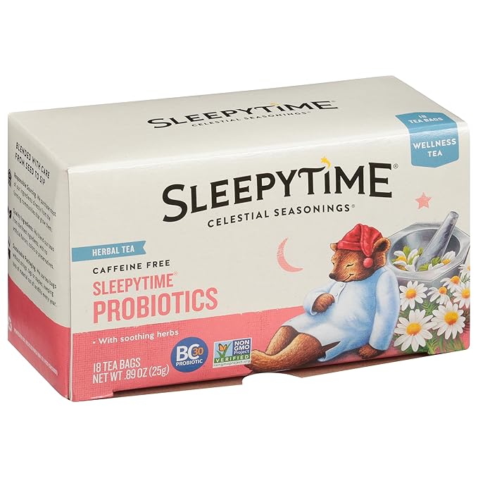 Celestial Seasonings Sleepytime Wellness Tea Plus Probiotics, Caffeine Free, 18 Tea Bags Box (Pack of 2) - Bloomnest