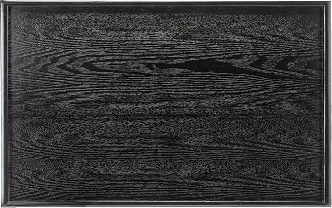 28 x 18 Inches Extra Large Solid Wood Serving Tray for Tea Coffee Table Snack Food Meals Serving Plate Kitchen Party Bar Breakfast Server with Raised Edges Black Wooden Decorative Ottoman Tray - Bloomnest