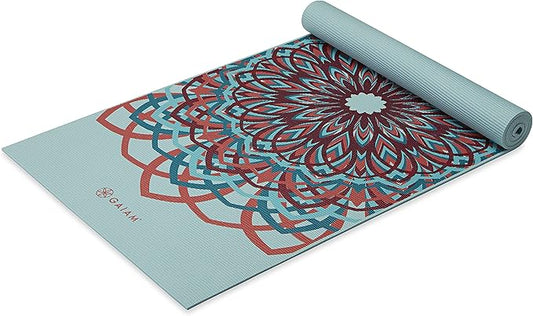 Gaiam Yoga Mat - Premium 6mm Print Extra Thick Non Slip Exercise & Fitness Mat for All Types of Yoga, Pilates & Floor Workouts (68"L x 24"W x 6mm Thick) - Bloomnest