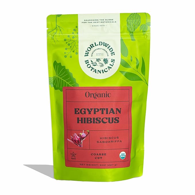 Worldwide Botanicals Organic Hibiscus Tea – 8 oz, Loose Leaf, Cut and Sifted – 100% Egyptian Hibiscus sabdariffa AKA Karkade, Roselle, Sorrel, Zobo, Flor de Jamaica - Bloomnest