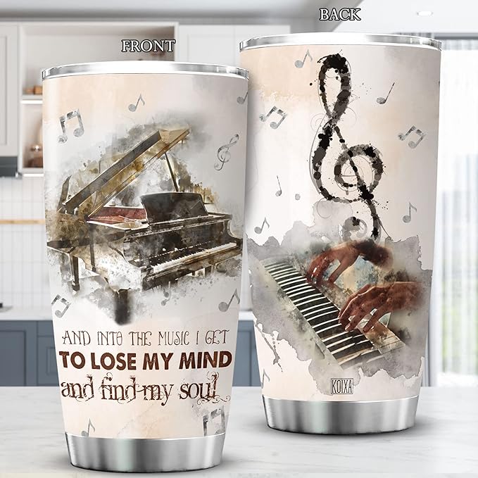 Piano Coffee Tumbler 20 Oz With Lid And Into The Music I Get To Lose My Mind And Find My Soul Pianist Gifts For Women Insulated Cup Music Enthusiast Gifts For Piano Teachers - Bloomnest