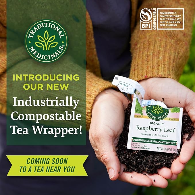Traditional Medicinals Organic Raspberry Leaf Herbal Tea, Eases Menstrual Cramps & Supports Healthy Pregnancy, (Pack of 2) - 16 Tea Bags - Bloomnest
