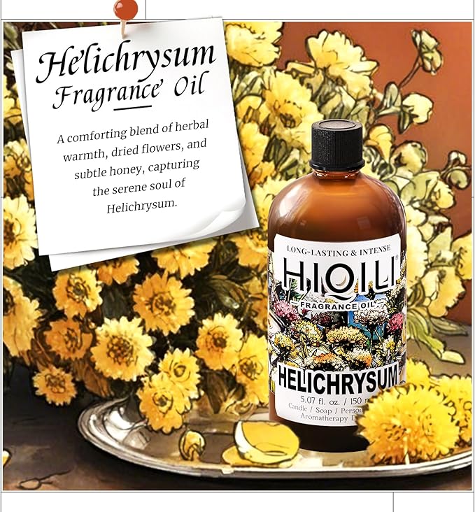 HIQILI Helichrysum Fragrance Oil for Home Diffuser, Floral Scents for Candle, Soap and Perfume Making, Blend to Body Lotion & Moisturizer - 5.07 Fl Oz - Bloomnest