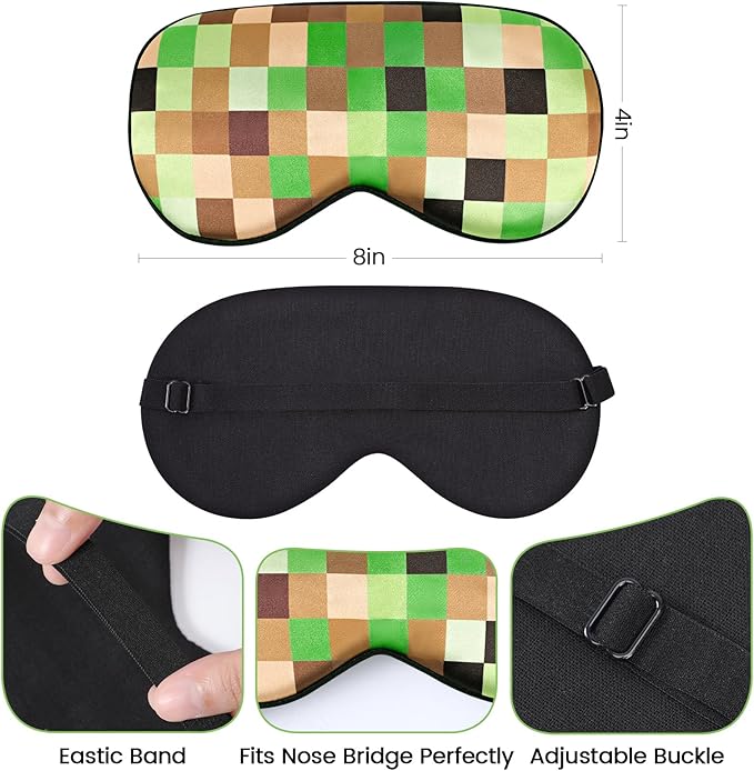 2 Pcs Sleep Mask for Kids Boys, Silk Eye Covers for Sleeping, Adjustable Strap & Light Blocking Design, Adult Children's Bedtime Blindfold for Travel and Home Use (My World) - Bloomnest