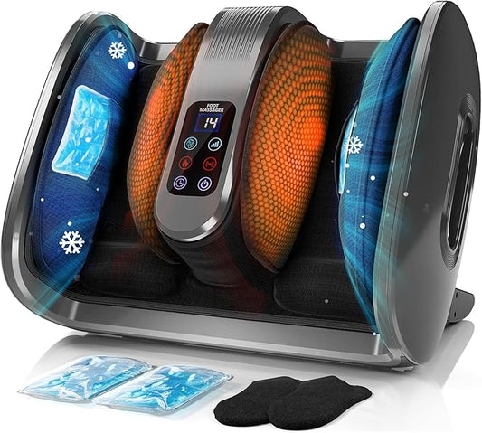 SUMELL Shiatsu Foot Massager with Warm & Cool Options – 6 Adjustable Modes for Arch & Heel Support, Deep Kneading with Reusable Gel Packs for Feet & Legs for Women and Men (Grey) - Bloomnest