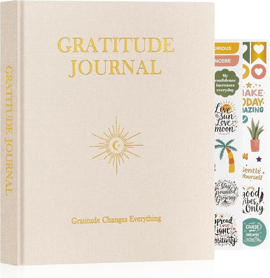 Lanpn Daily Gratitude Journal for Men Woman, 4 Month Mindfulness & Affirmation Planner, 7.8"x9.2" The 5 Minute Grateful Diary, Guided Reflection with Positivity Prompts Undated Notebook, Beige - Bloomnest